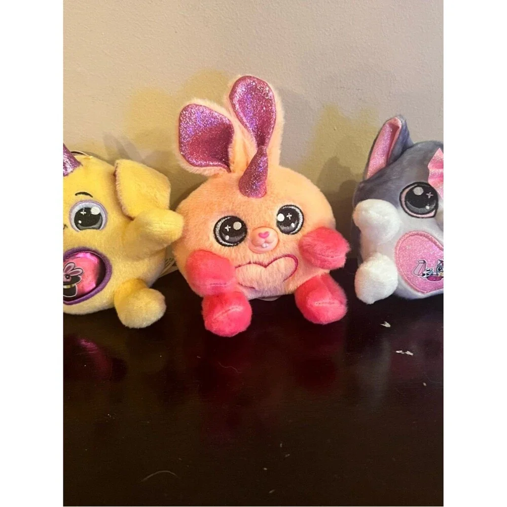 Plush Pink Bunny Small rainbowcorns Soft Sparkle Ears set of 3